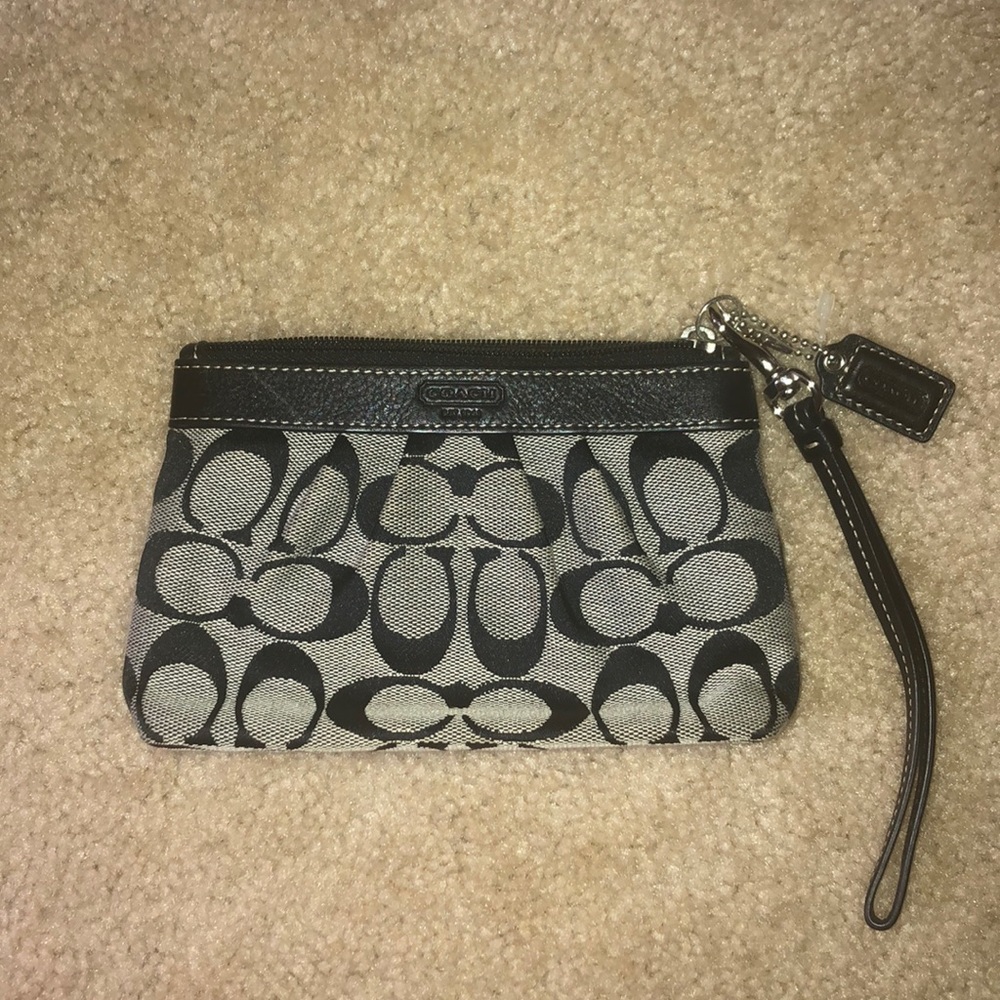 COPY - Black signature canvas Coach wristlet
